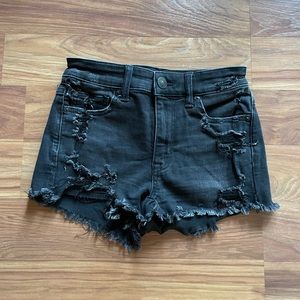 Black Ripped Jeans Shorts